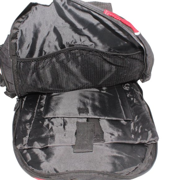 HazMat Embroidered Black Red Laptop Day Travel Backpack Zippered Nylon - Picture 5 of 8